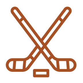 two hockey sticks and a puck